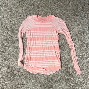 lululemon athletica Pink Striped Long Sleeve Tee EUC